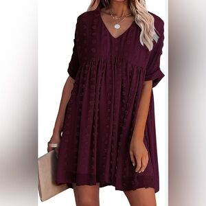 New Size L Burgundy Midi Social Casual Dress
